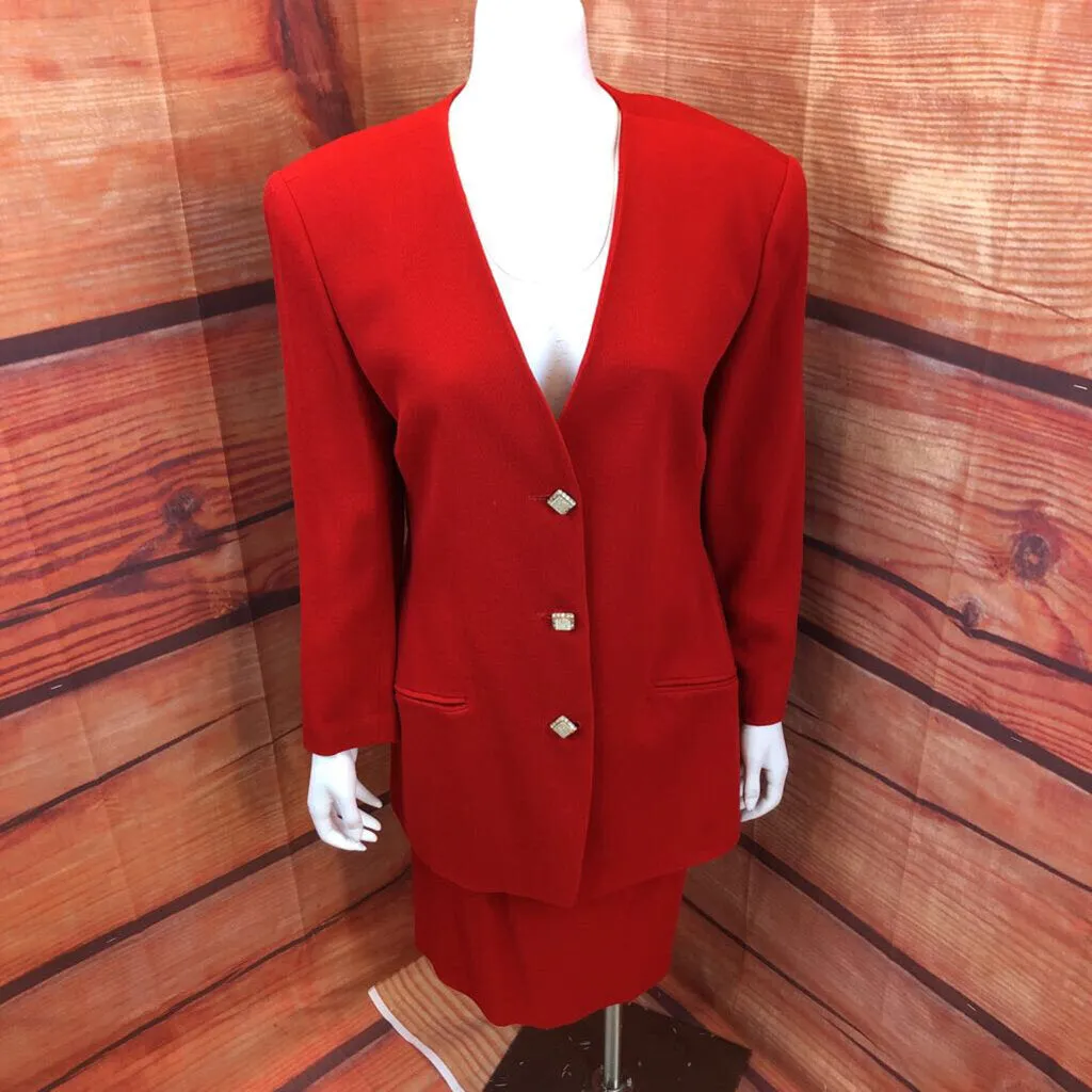 VNTG ELLEN TRACY RED SKIRT & JACKET SIZE 10 TCC