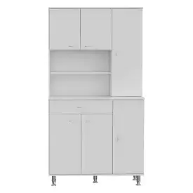 White Pantry Cabinet with Multiple Storage Shelves