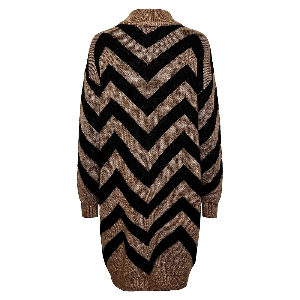 Yas Kavalli Half-Zip Chevron Sweater Dress